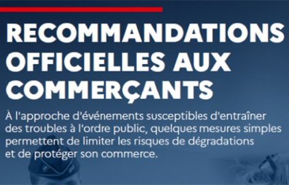 Recommandations officielles aux commerçants