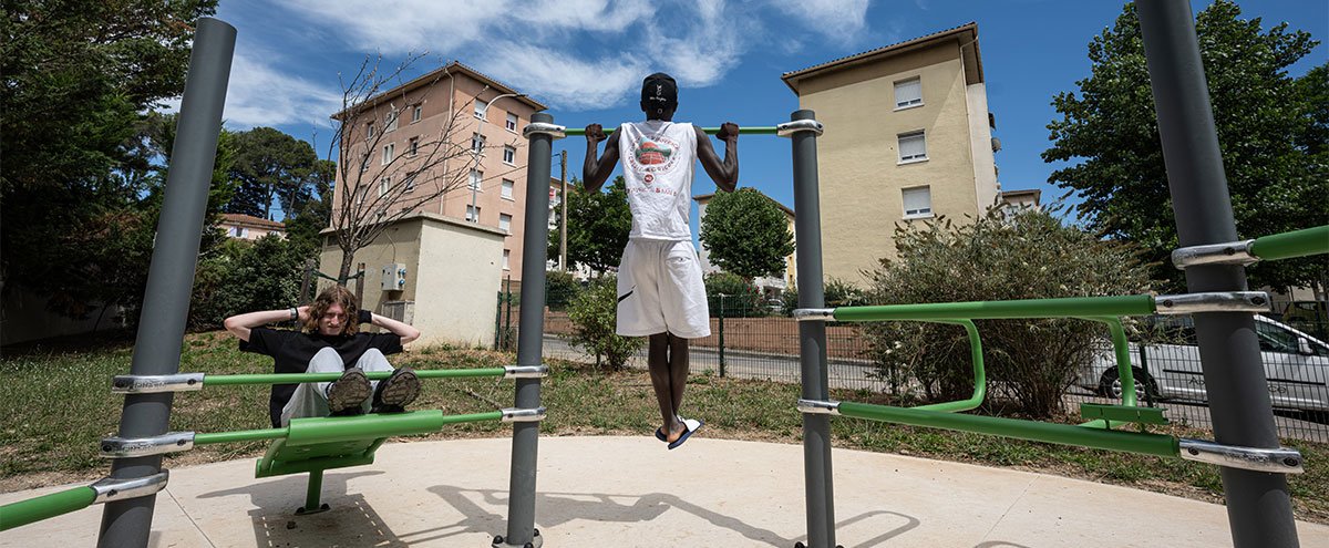 Une aire de fitness à la Pinette